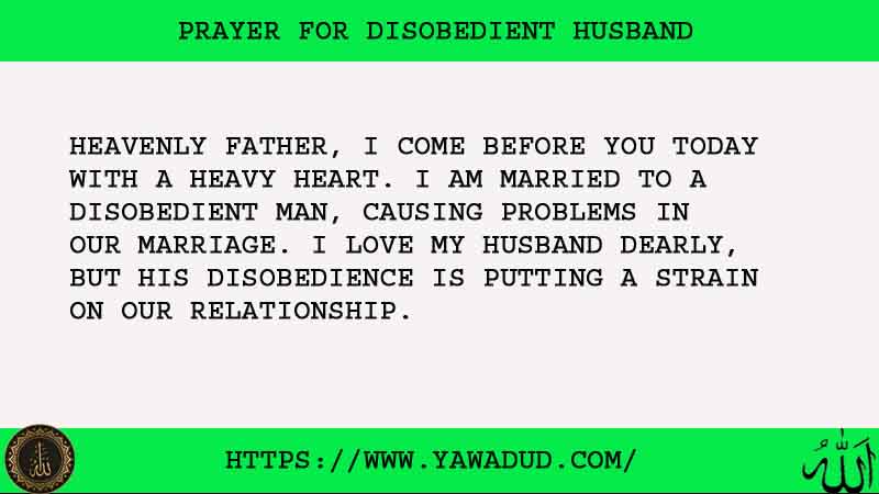 No.1 Quick Prayer For Disobedient Husband