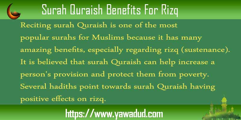 Surah Quraish Benefits For Rizq