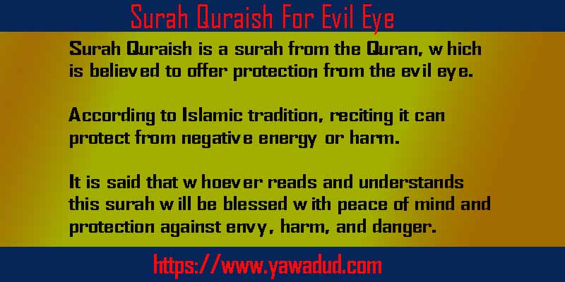 Surah Quraish For Evil Eye