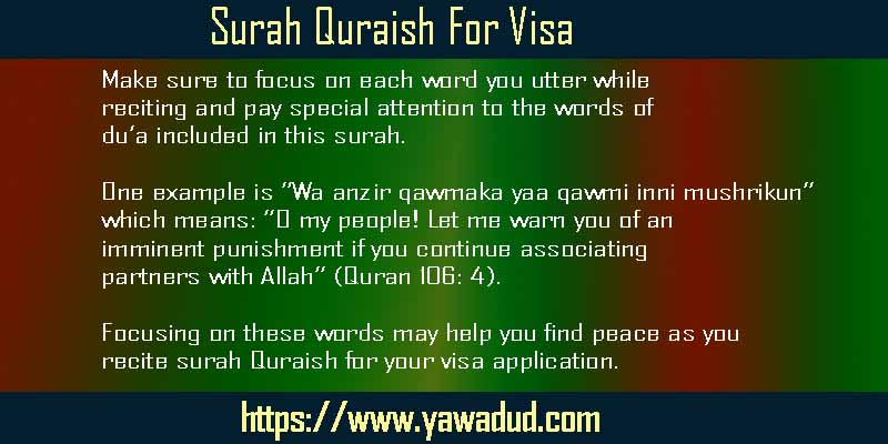 Surah Quraish For Visa